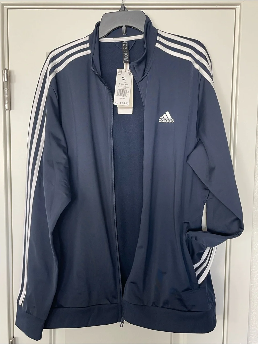 adidas Navy and White Lightweight Track Jacket